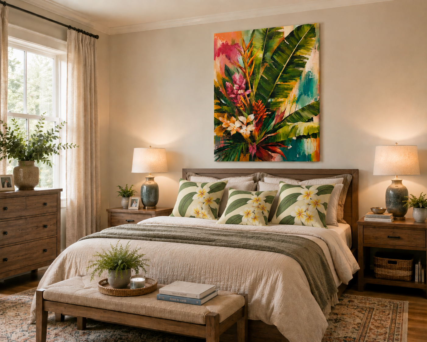 Tropical Botanical Canvas Print — Vibrant Floral Wall Art