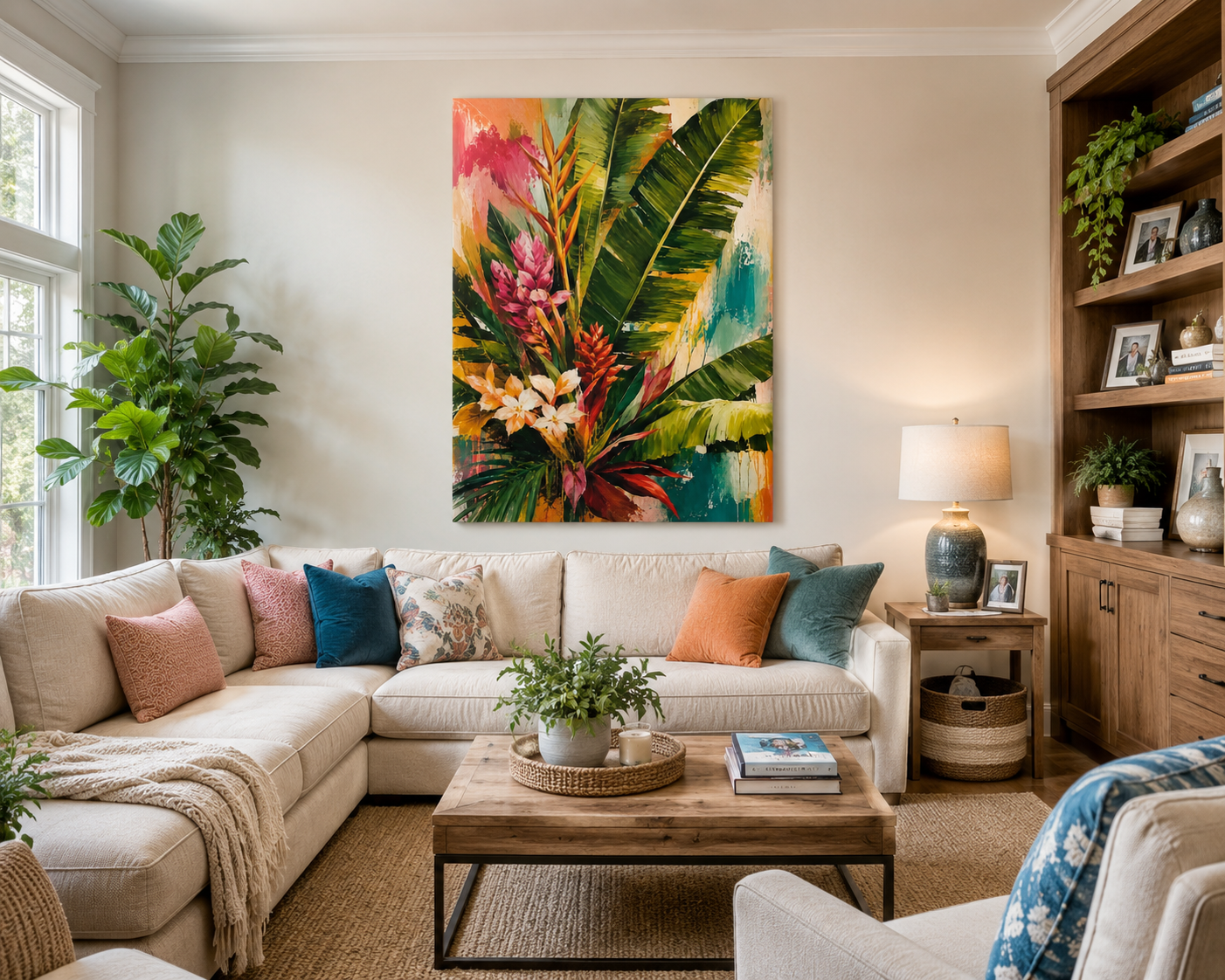 Tropical Botanical Canvas Print — Vibrant Floral Wall Art