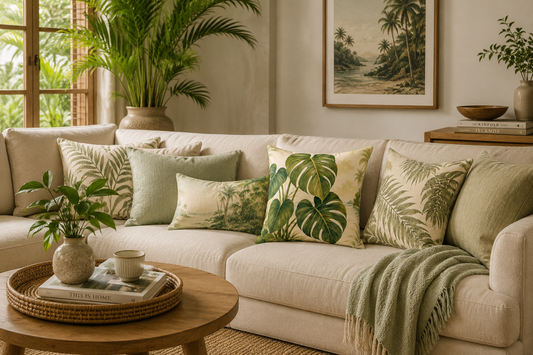 Monstera Leaf Faux Suede Pillow
