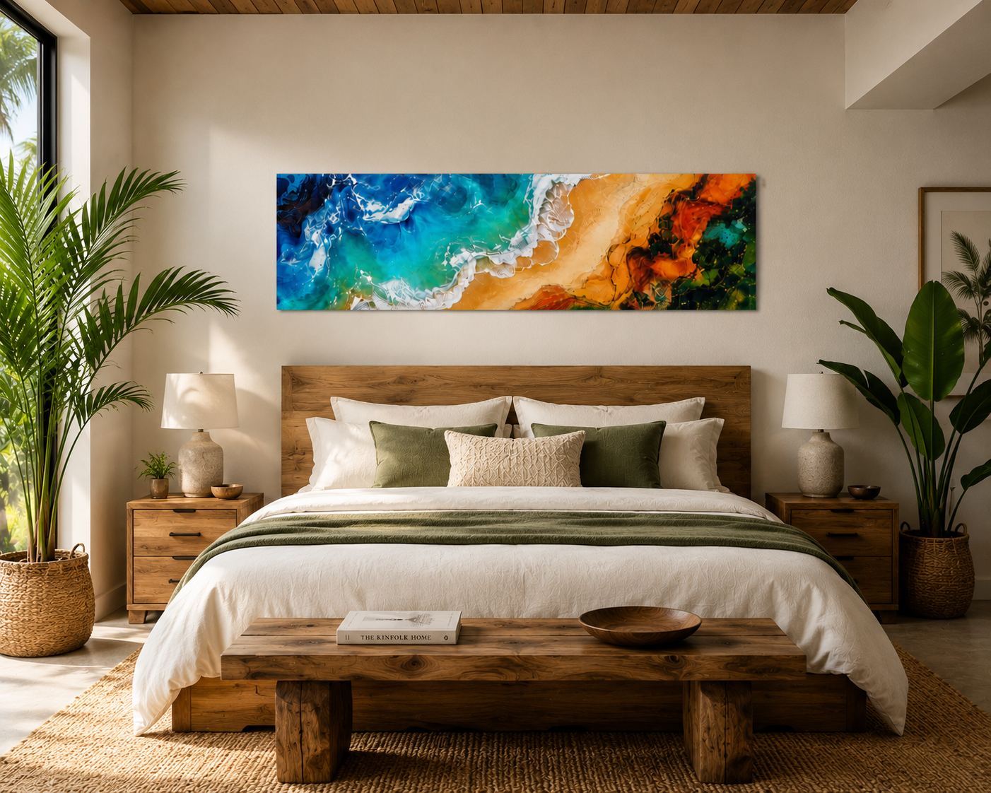 Coastal Shoreline Panoramic Canvas Print — Abstract Ocean Beach Wall Art