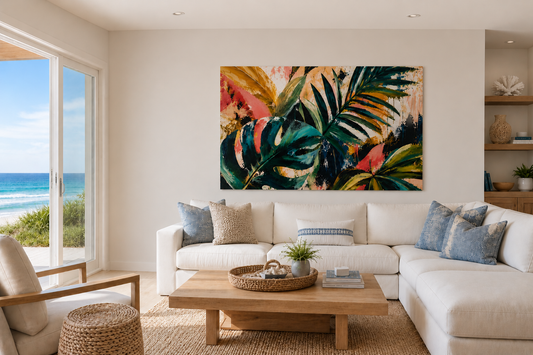 Tropical Leaf Matte Canvas Print — Vibrant Botanical Wall Art, Stretched 1.25"