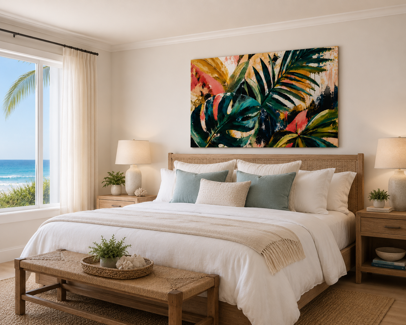 Tropical Leaf Matte Canvas Print — Vibrant Botanical Wall Art, Stretched 1.25"