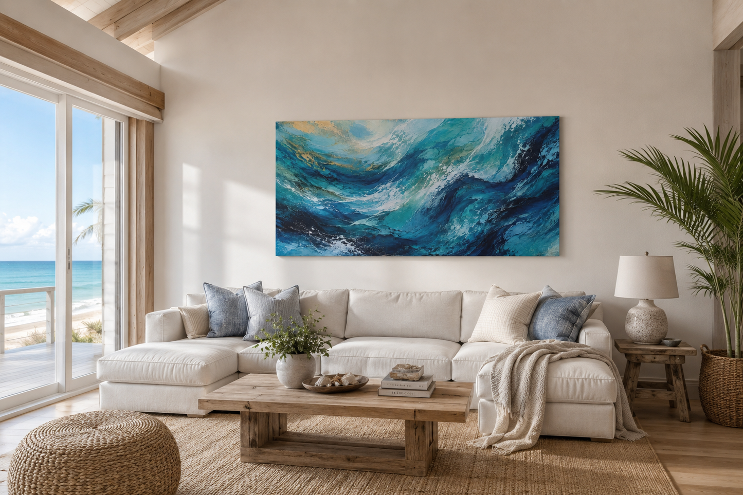 Ocean Wave Abstract Matte Canvas Print — Turquoise Coastal Wall Art, Stretched 1.25"