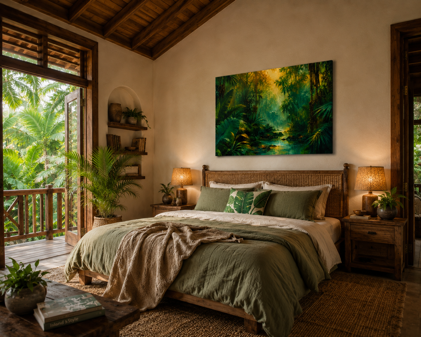 Jungle Sunrise Canvas Print — Lush Tropical Forest Wall Art