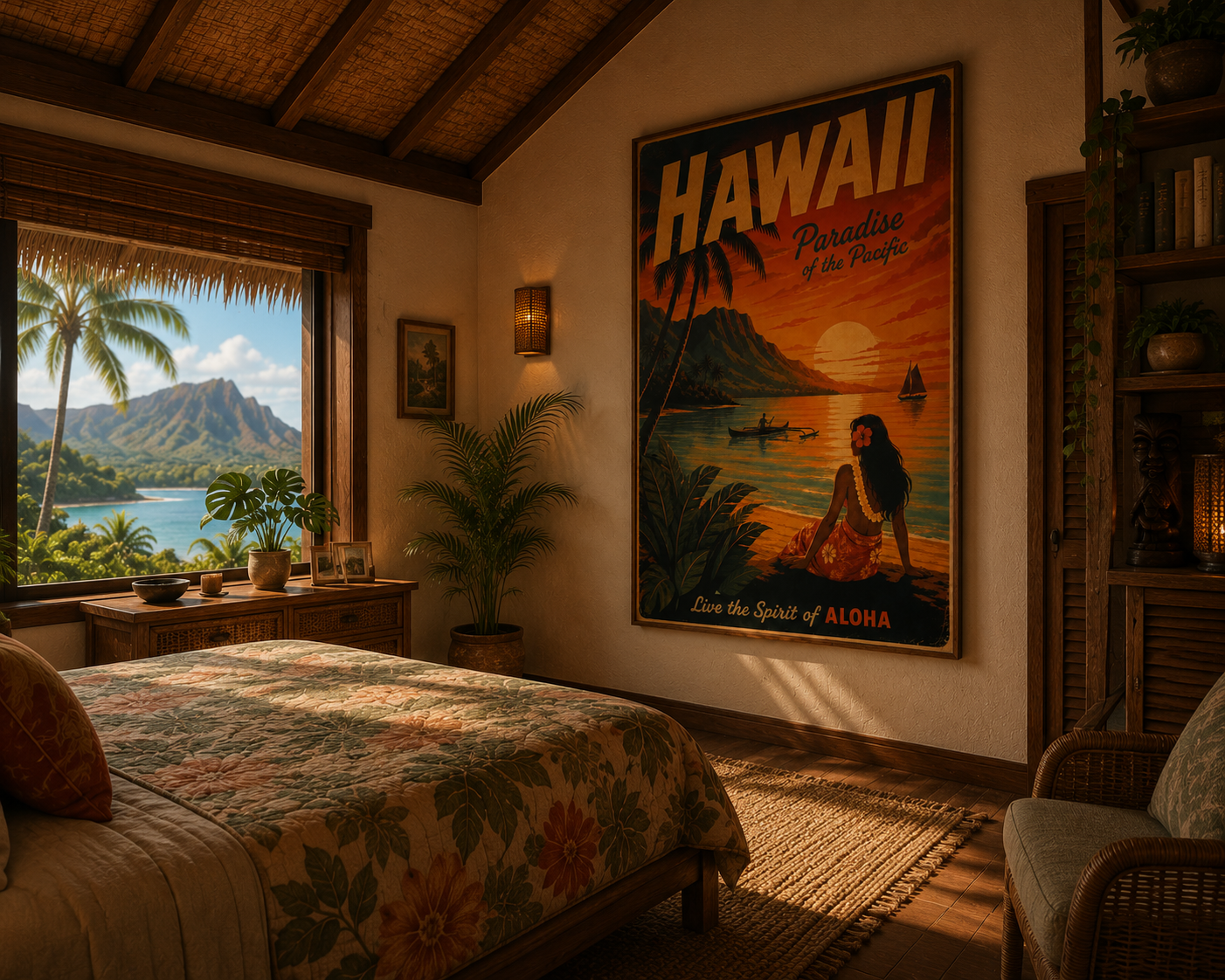 Hawaii Vintage Travel Poster — Live the Spirit of Aloha