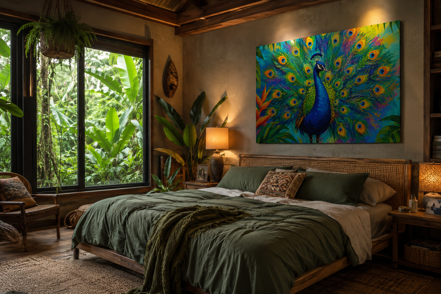 Vibrant Peacock Wall Art Canvas Print