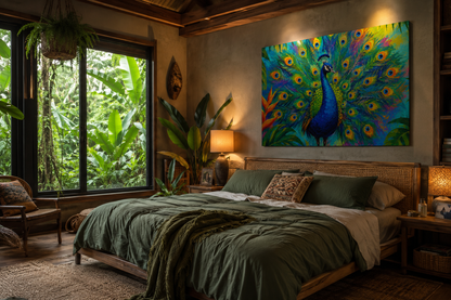 Vibrant Peacock Wall Art Canvas Print