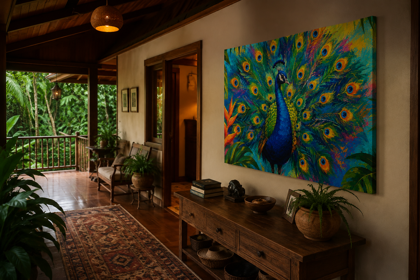 Vibrant Peacock Wall Art Canvas Print