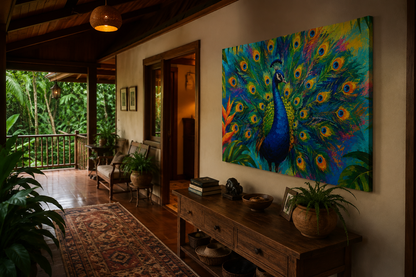 Vibrant Peacock Wall Art Canvas Print