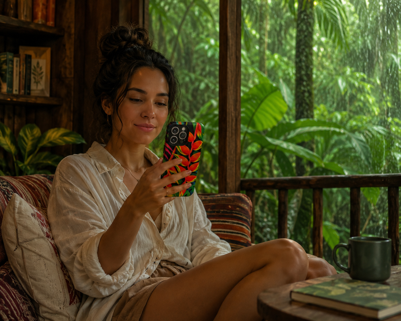 Tropical Heliconia Phone Case — Vibrant Red & Green Floral Protective Cover