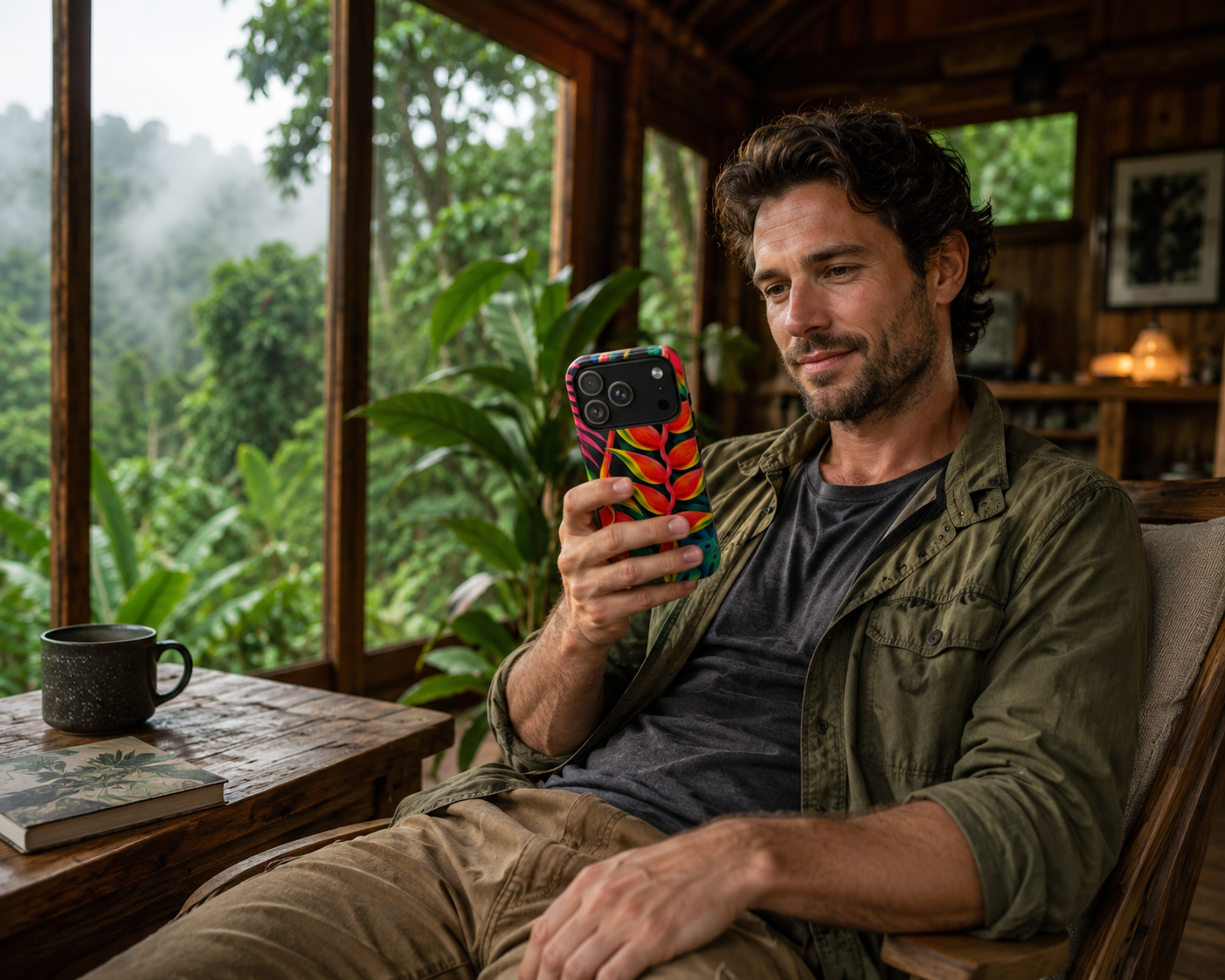 Tropical Heliconia Phone Case — Vibrant Red & Green Floral Protective Cover