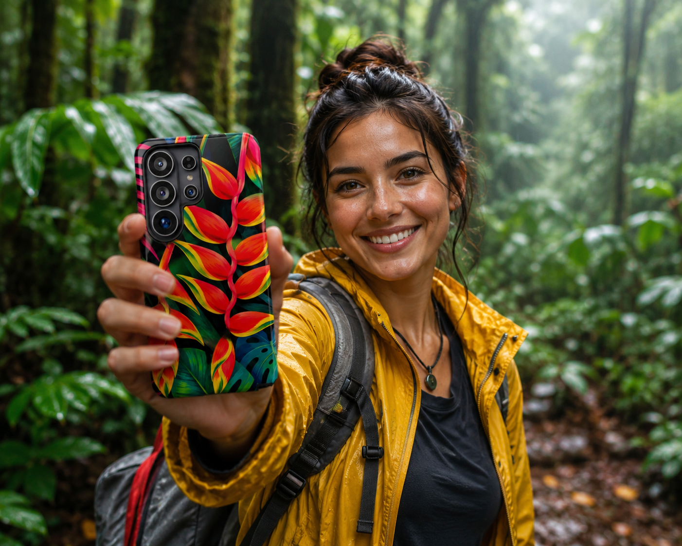 Tropical Heliconia Phone Case — Vibrant Red & Green Floral Protective Cover