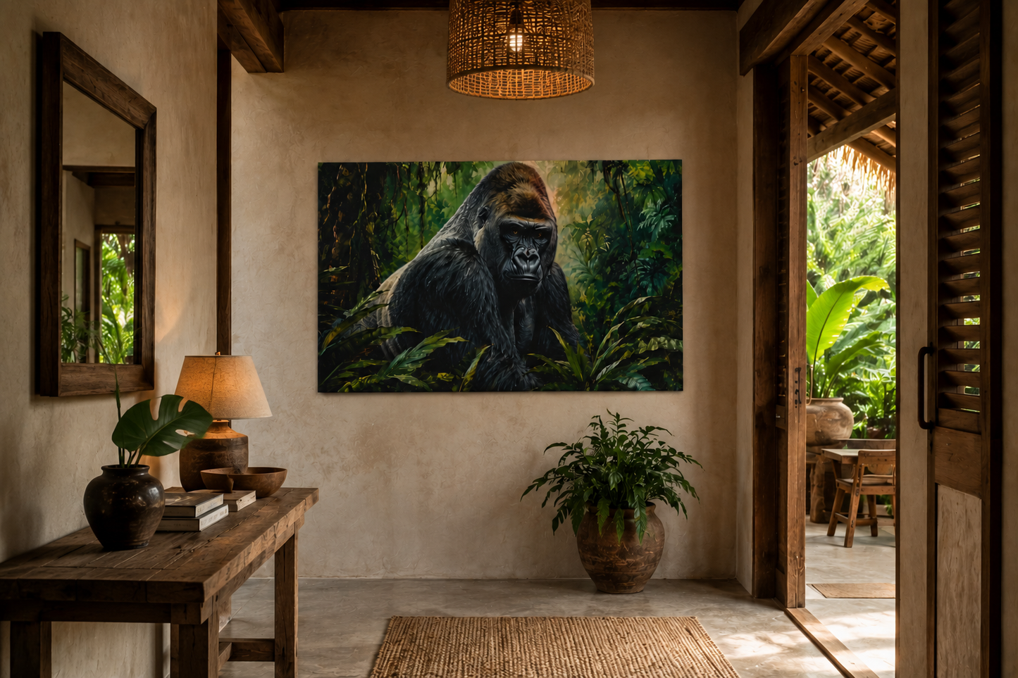Gorilla Jungle Matte Canvas Print — Stretched Wall Art