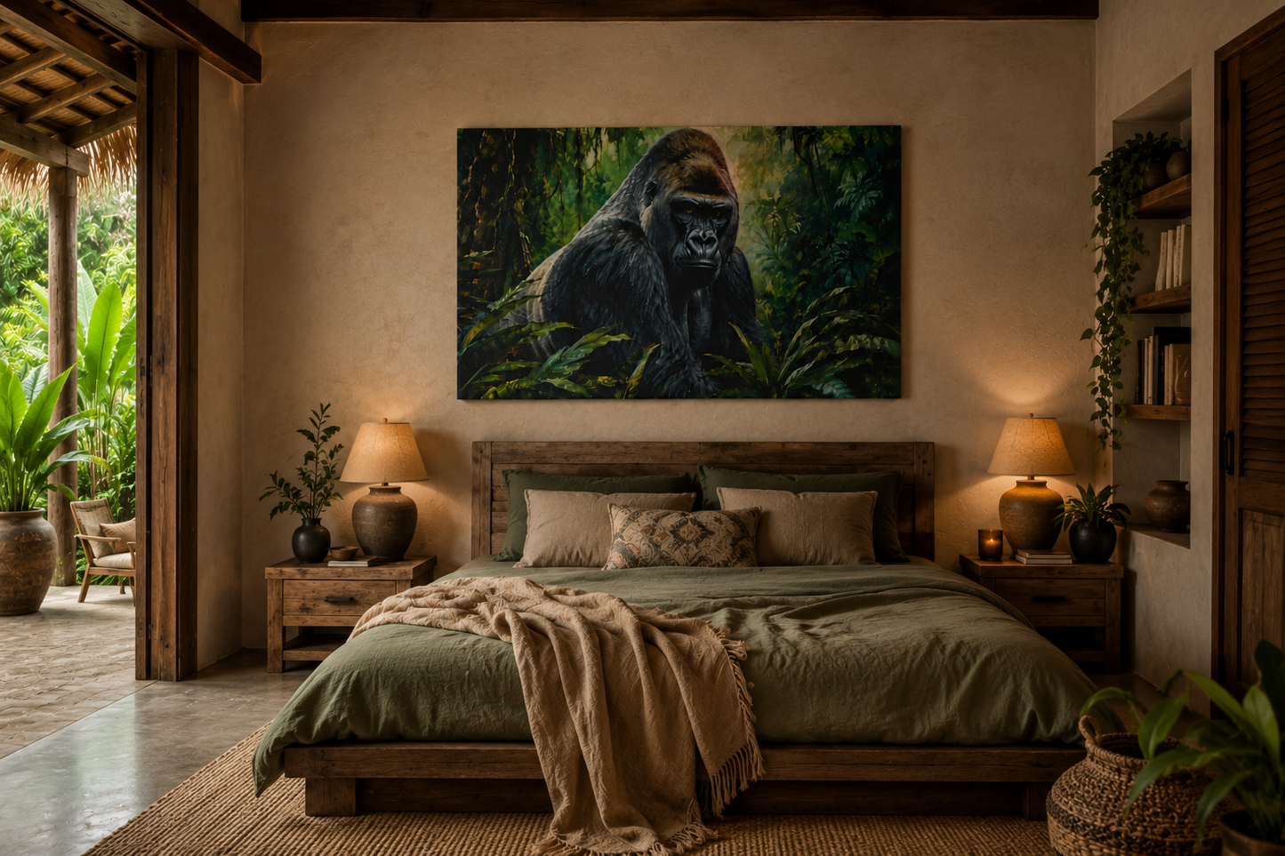 Gorilla Jungle Matte Canvas Print — Stretched Wall Art