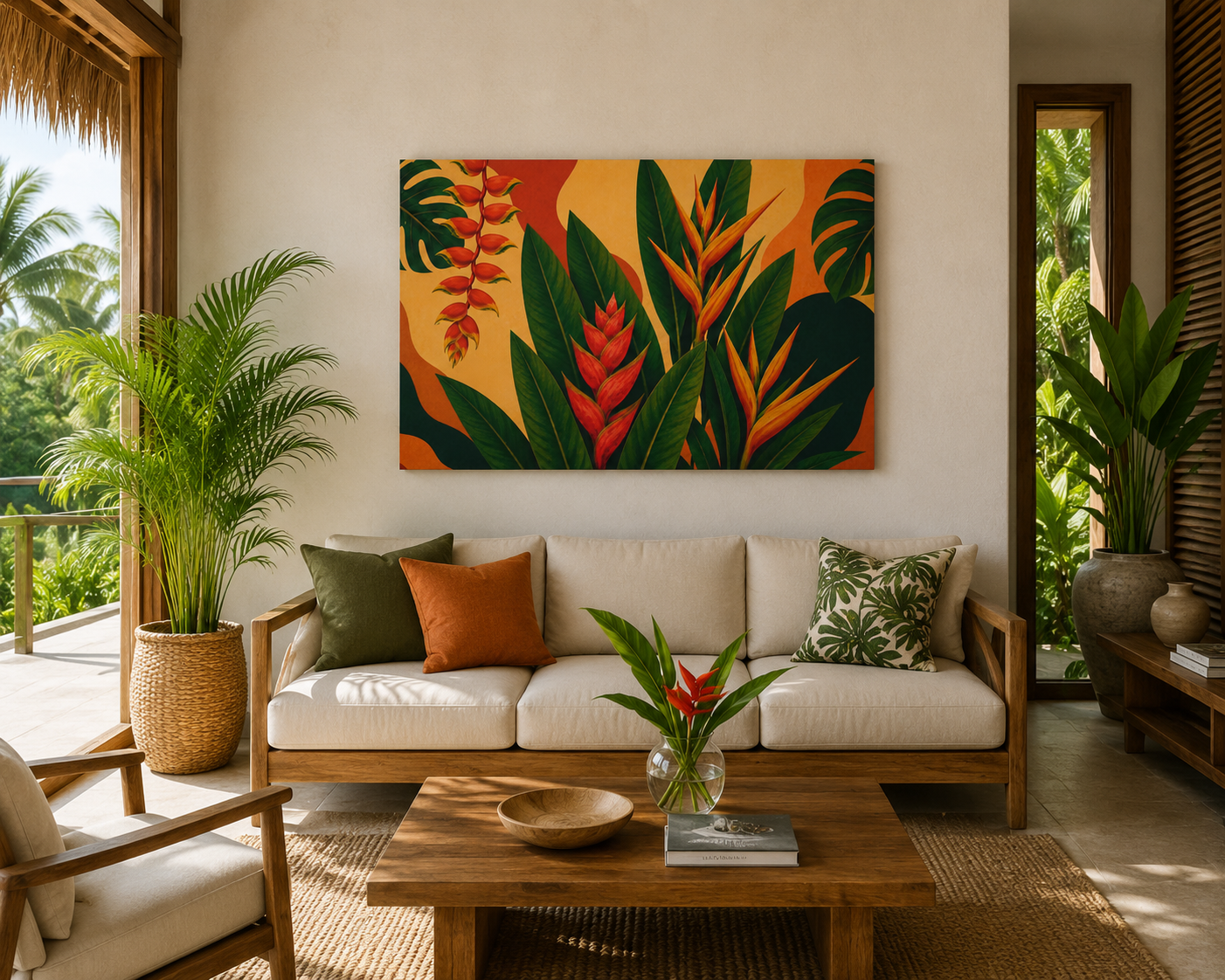 Tropical Heliconia Botanical Canvas Print
