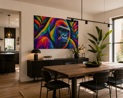 Vibrant Rainbow Gorilla Pop Art - Large Feature Canvas Print