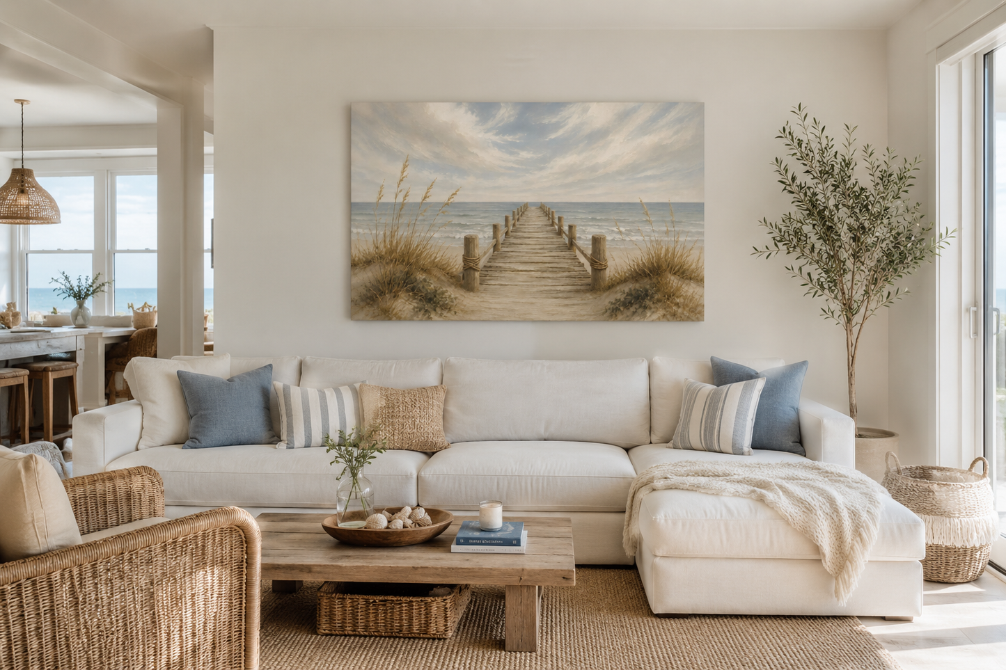 Coastal Pier Seascape - Large Matte Canvas Print