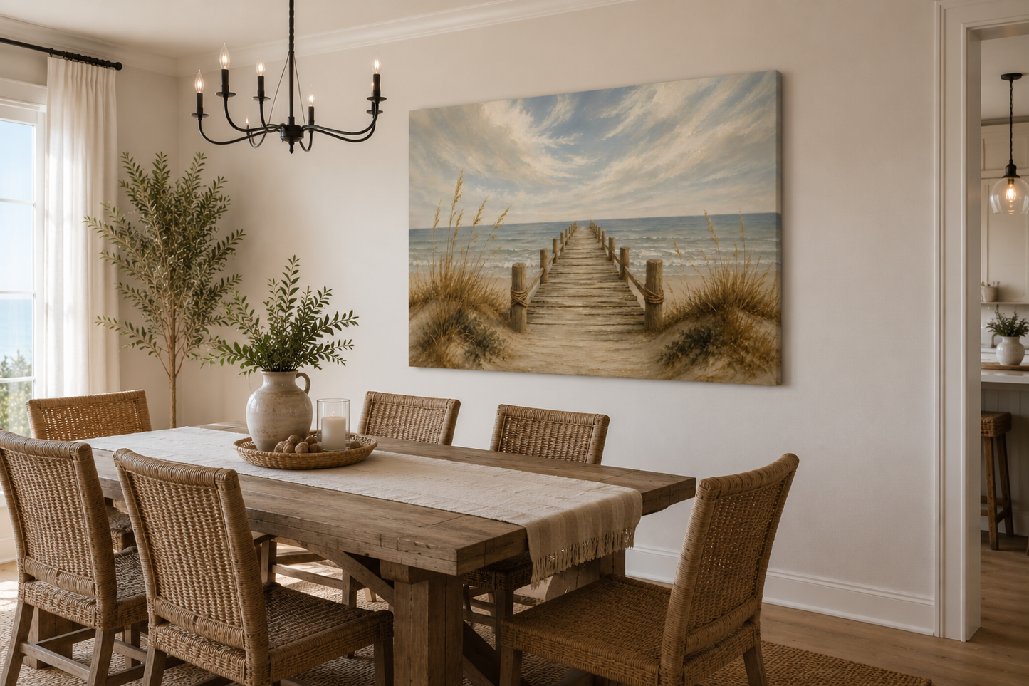 Coastal Pier Seascape - Large Matte Canvas Print
