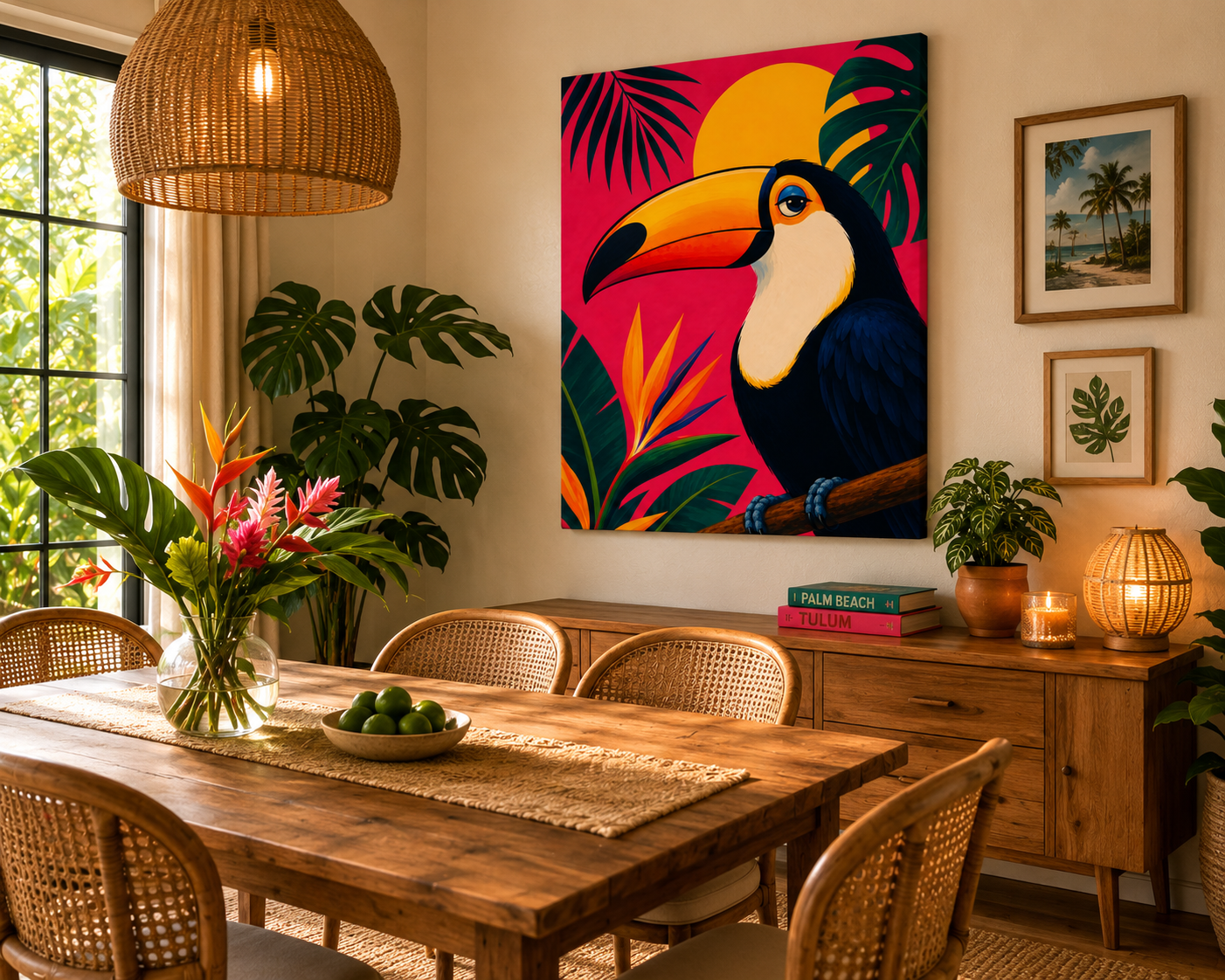 Tropical Toucan Canvas Art – Colorful Botanical Wall Decor
