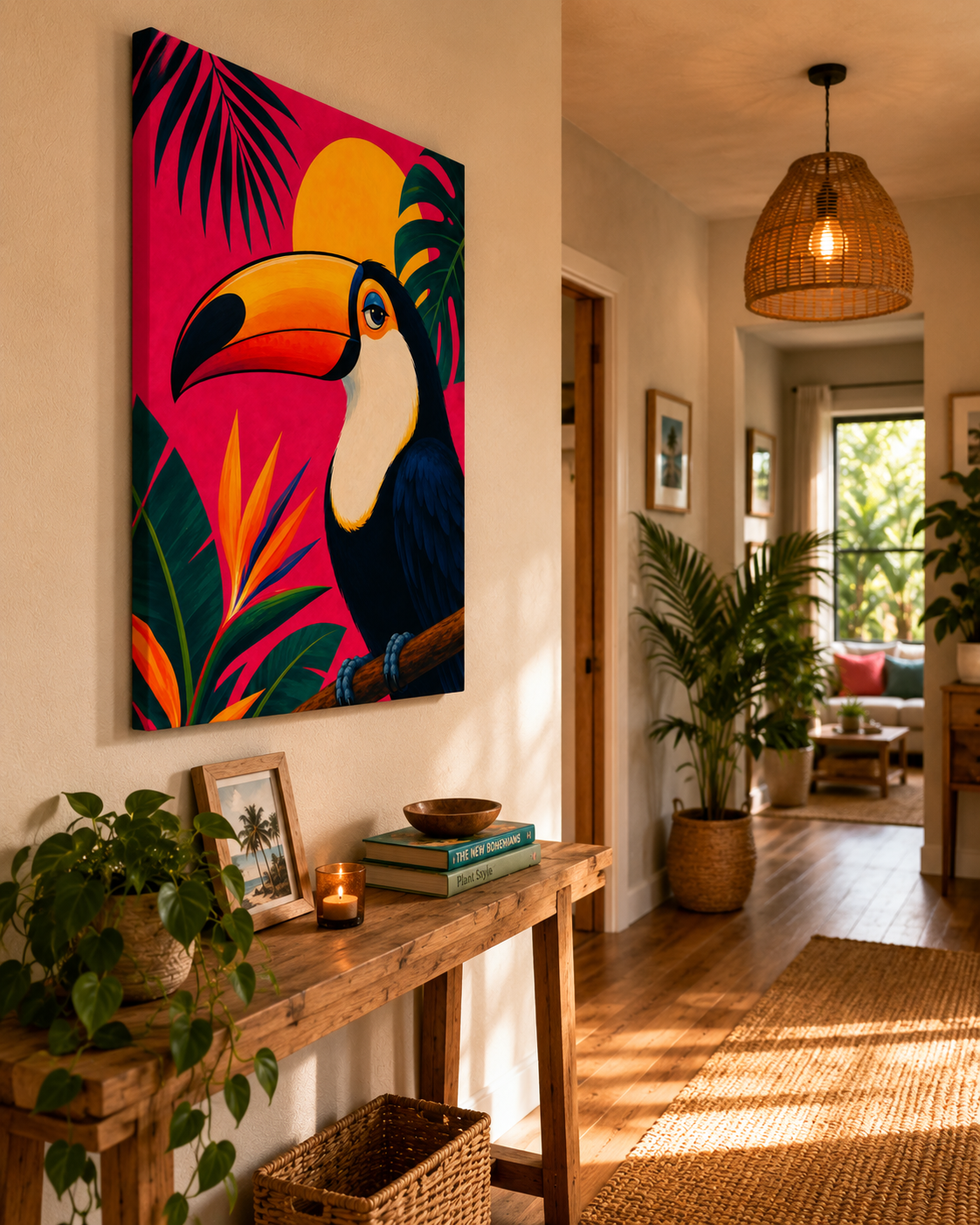 Tropical Toucan Canvas Art – Colorful Botanical Wall Decor