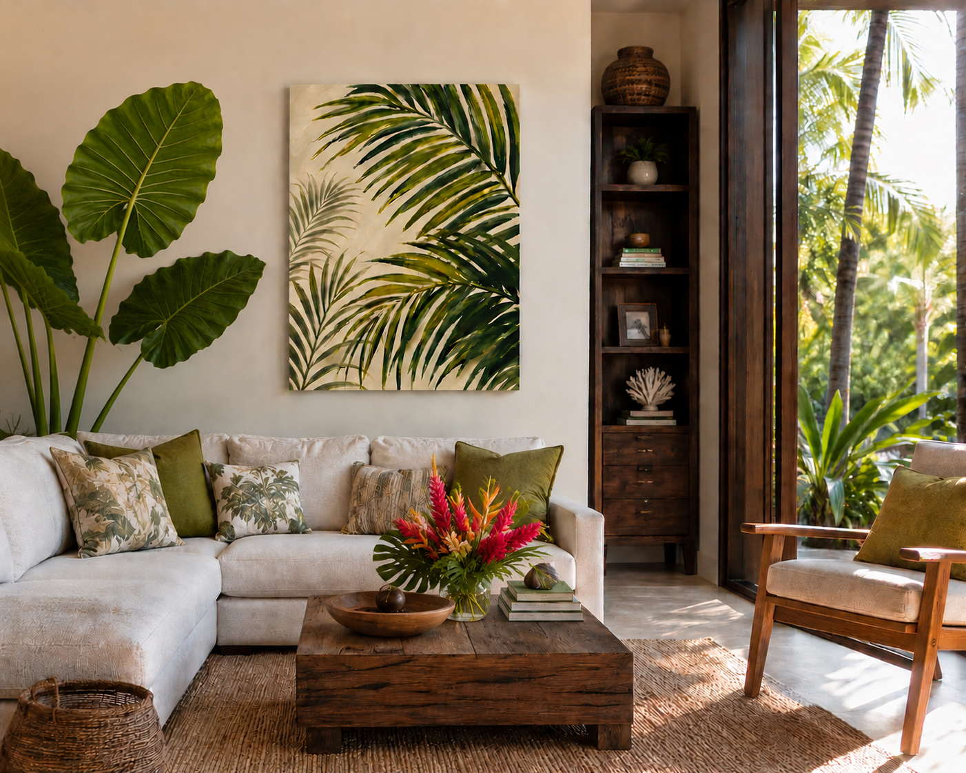 Tropical Palm Leaves Matte Canvas Print — Stretched Wall Art