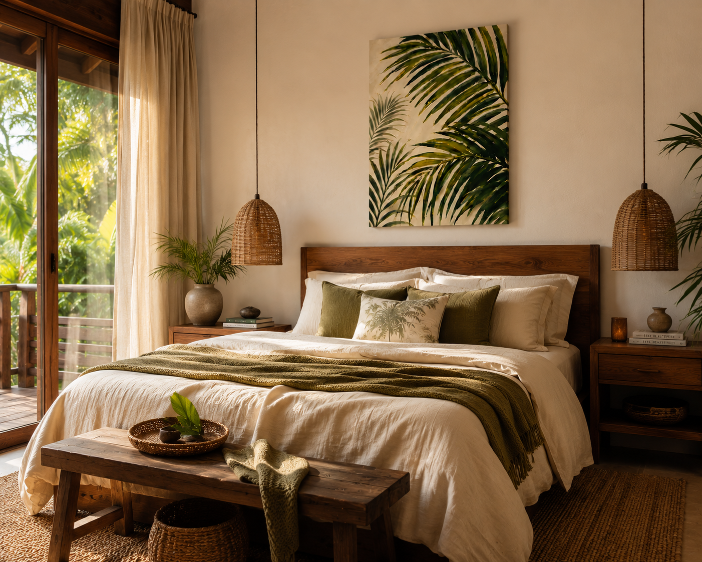 Tropical Palm Leaves Matte Canvas Print — Stretched Wall Art