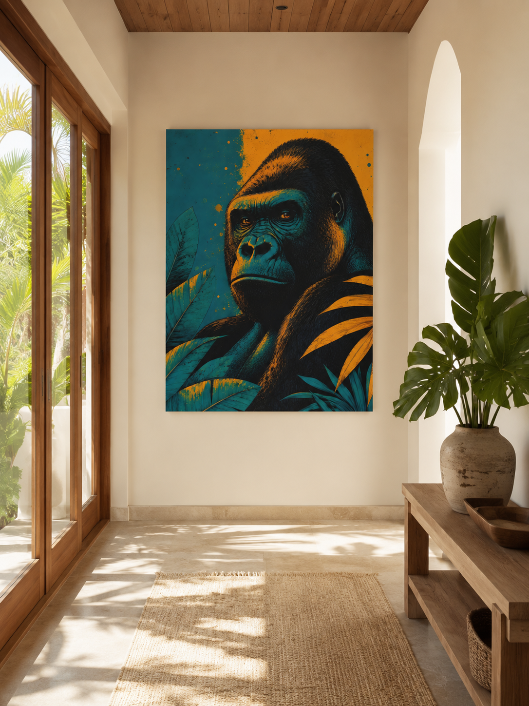 Gorilla Portrait Canvas Print - Tropical Jungle Wall Art