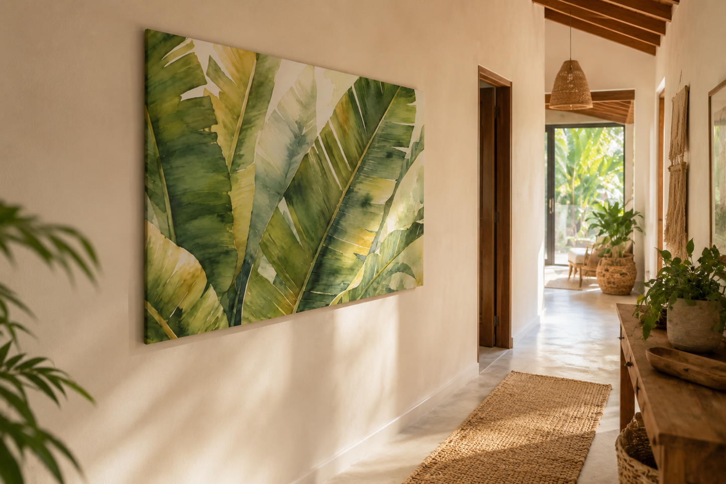 Tropical Banana Leaf Canvas Wall Art - Matte Stretched 1.25"