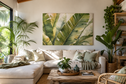Tropical Banana Leaf Canvas Wall Art - Matte Stretched 1.25"
