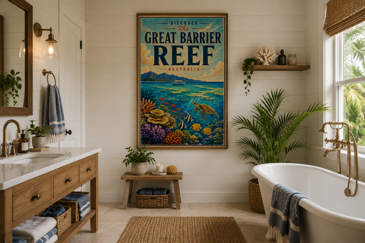 Great Barrier Reef Vintage Travel Poster — Matte Vertical Poster