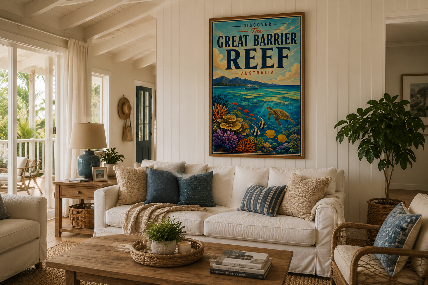Great Barrier Reef Vintage Travel Poster — Matte Vertical Poster