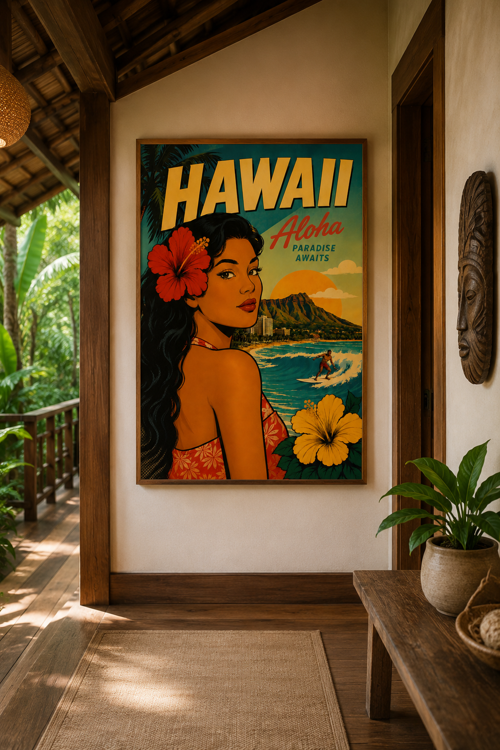 Hawaii Aloha Vintage Travel Poster - Matte Vertical Poster