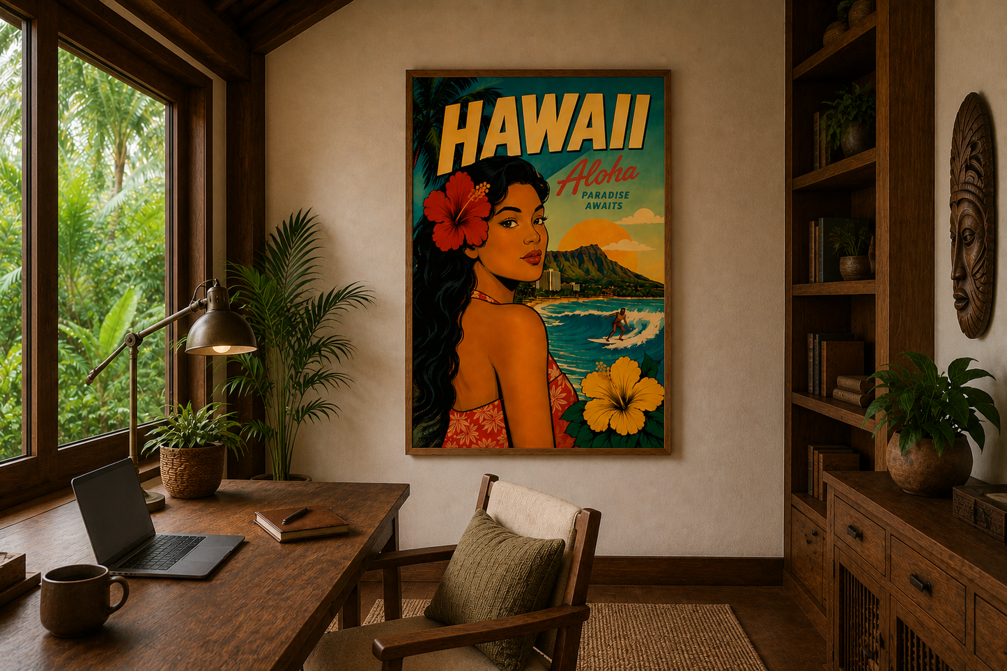 Hawaii Aloha Vintage Travel Poster - Matte Vertical Poster
