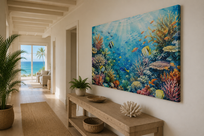 Underwater Coral Reef Canvas Print — Tropical Ocean Wall Art
