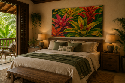 Tropical Bromeliad Canvas Print — Vibrant Botanical Wall Art