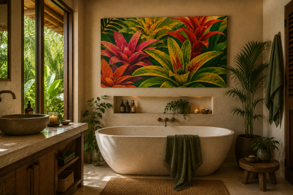 Tropical Bromeliad Canvas Print — Vibrant Botanical Wall Art