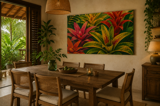 Tropical Bromeliad Canvas Print — Vibrant Botanical Wall Art