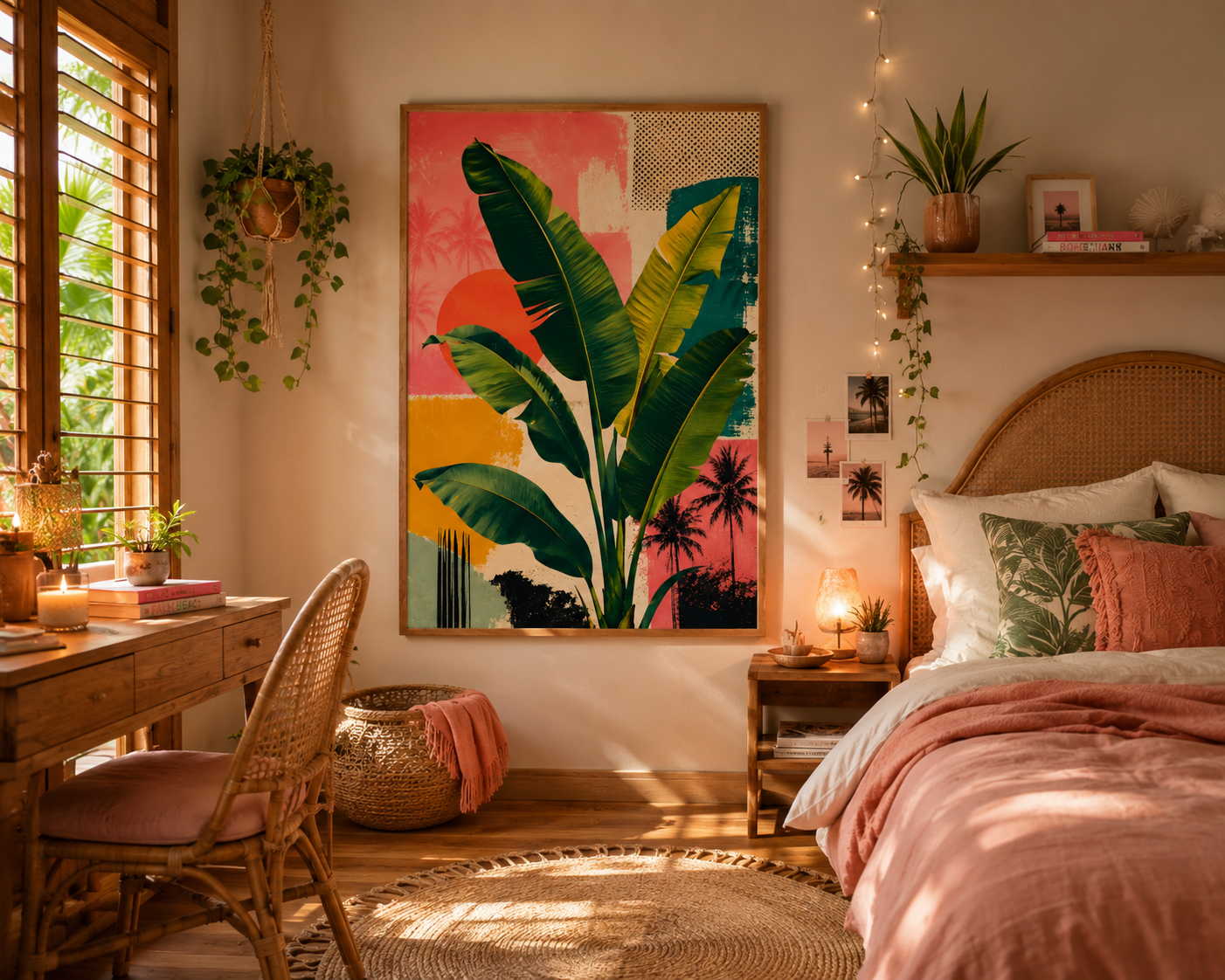 Tropical Banana Leaf Poster — Vintage Palm Art Matte Vertical Print