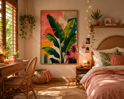 Tropical Banana Leaf Poster — Vintage Palm Art Matte Vertical Print