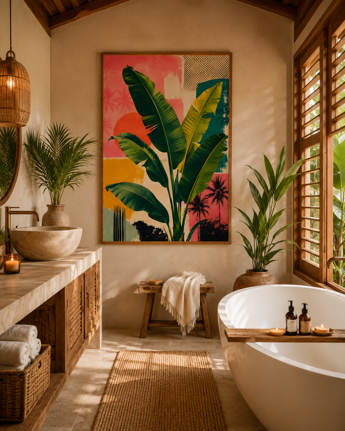 Tropical Banana Leaf Poster — Vintage Palm Art Matte Vertical Print