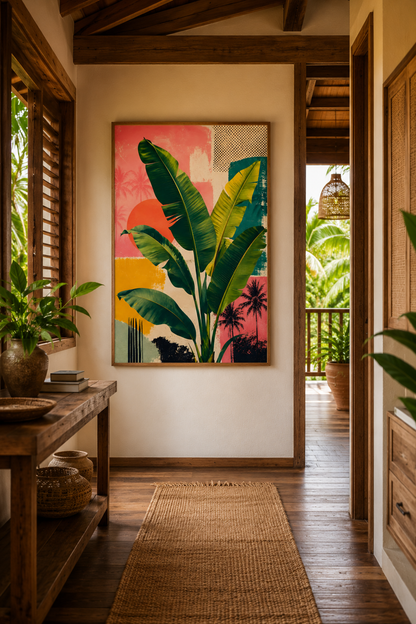 Tropical Banana Leaf Poster — Vintage Palm Art Matte Vertical Print