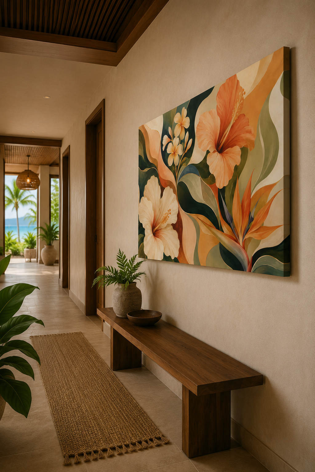 Tropical Floral Botanical Canvas Print - Stretched Matte Wall Art