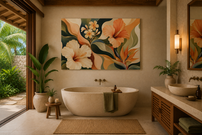 Tropical Floral Botanical Canvas Print - Stretched Matte Wall Art