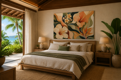 Tropical Floral Botanical Canvas Print - Stretched Matte Wall Art