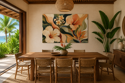 Tropical Floral Botanical Canvas Print - Stretched Matte Wall Art
