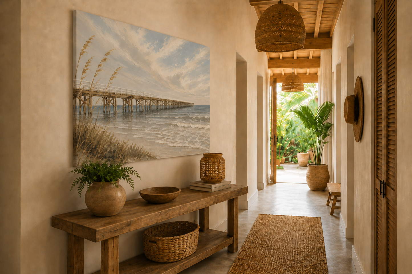 Coastal Pier Seascape Matte Canvas Print — Stretched Wall Art