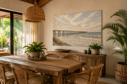 Coastal Pier Seascape Matte Canvas Print — Stretched Wall Art