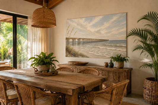 Coastal Pier Seascape Matte Canvas Print — Stretched Wall Art