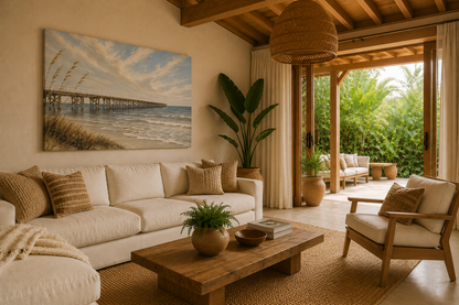 Coastal Pier Seascape Matte Canvas Print — Stretched Wall Art