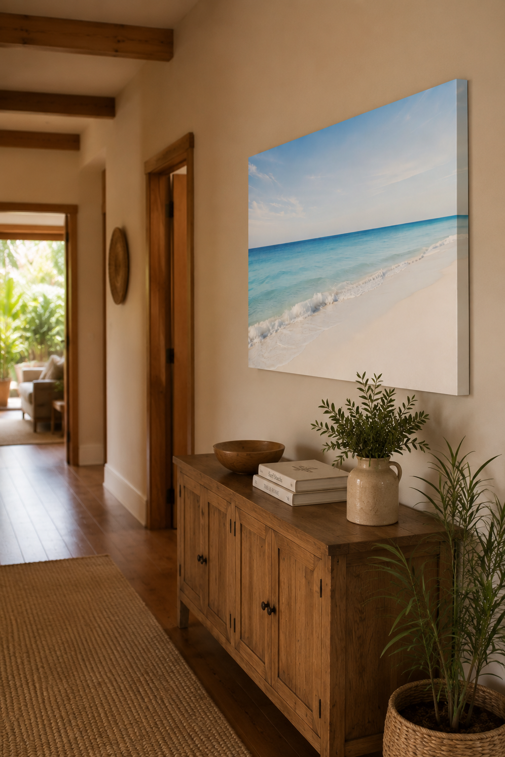 Coastal Serenity Beach Canvas Print — Matte Stretched Wall Art